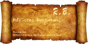 Réczei Bertalan névjegykártya